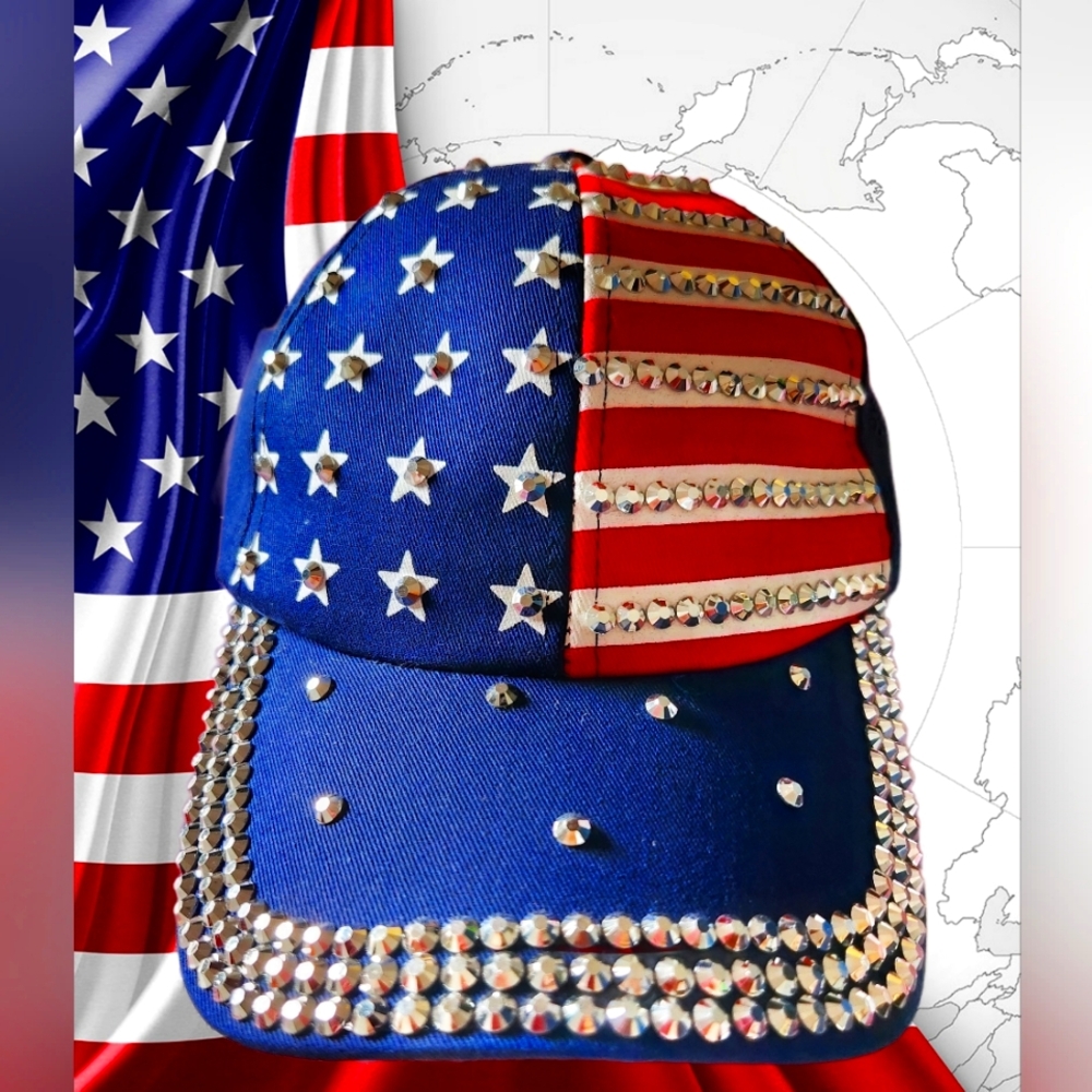 USA Rhinestone Baseball Cap - Picture 11 of 14